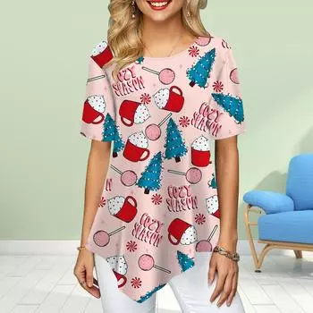 Женские футболки больших размеров с цветочным принтом и принтом сосны, свободные повседневные топы, женская нестандартная летняя одежда XS розовый