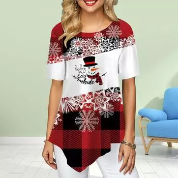 Женские футболки больших размеров с цветочным принтом в виде головы оленя, свободные повседневные топы, женская нестандартная летняя одежда XS красный