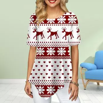 Женские футболки больших размеров с цветочным принтом в стиле ретро, свободные повседневные топы, женская нестандартная летняя одежда XS красный