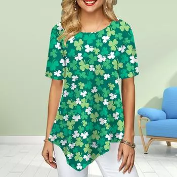 Женские футболки больших размеров с принтом «Цветочный клевер», свободные повседневные топы, женская нестандартная летняя одежда XS белый