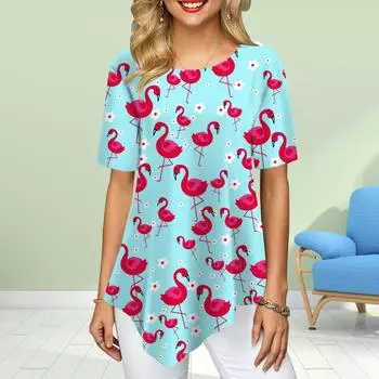 Женские футболки больших размеров с принтом в виде птиц и цветов, свободные повседневные топы, женская нестандартная летняя одежда XS белый