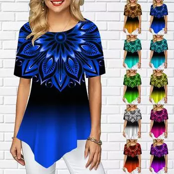 Женские футболки больших размеров с вышитым принтом, свободные повседневные топы, женская нерегулярная летняя одежда XS фиолетовый