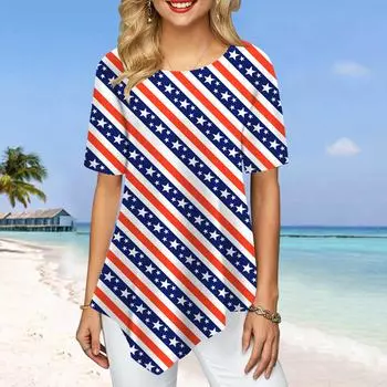 Женские футболки больших размеров, синие свободные повседневные топы с камуфляжным принтом звезд, женская нерегулярная летняя одежда XS синий