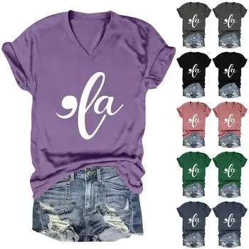 Женские футболки Comma La Футболки Kamala-Harris Футболки с забавной графикой Футболки с V-образным вырезом L розовый