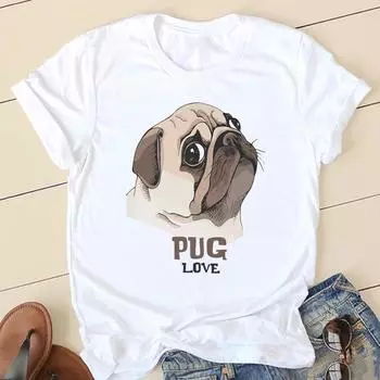 Женские футболки Dig Face Pug 2022, женская модная одежда, одежда с короткими рукавами, одежда с героями мультфильмов, весна-лето, женская футболка с графическим рисунком XXXL