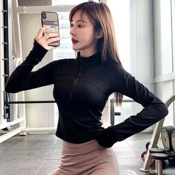 Женские футболки для фитнеса, топы на молнии, спортивная одежда, для тренировок, велоспорта, однотонные, простые, повседневные футболки для девочек, большой размер S