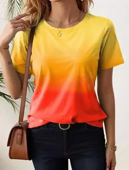 Женские футболки для женщин с 3D-градиентным принтом, повседневная уличная женская одежда, летняя футболка большого размера, модная женская одежда Y2k S