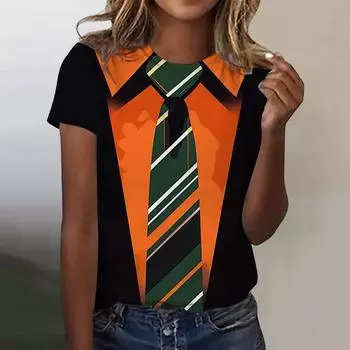 Женские футболки Летняя одежда 3D-печать Круглый вырез Короткий рукав Топы Уличная одежда Одежда оверсайз Свободные женские футболки S