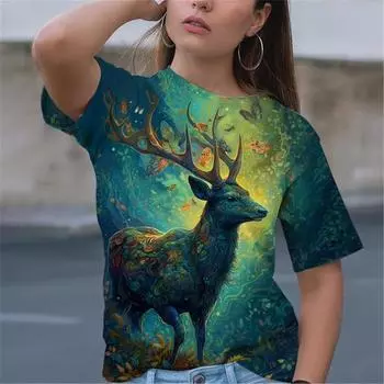 Женские футболки, модные винтажные футболки с 3D принтом и бабочкой, пуловер с круглым вырезом, женские повседневные летние футболки с коротким рукавом XL