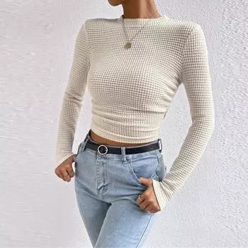 Женские футболки плиссированные с V-образным вырезом нарядные повседневные блузки с принтом с коротким рукавом летние топы свободного кроя L бежевый