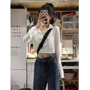 Женские футболки-поло с длинным рукавом, однотонные, простые футболки для девочек, спортивная одежда для улицы, мягкие топы для вечеринок, женские футболки S