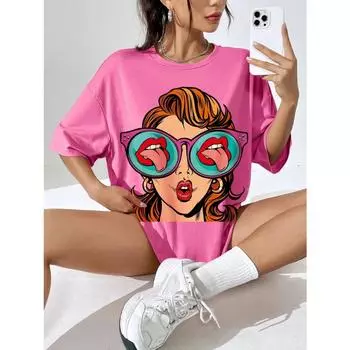 Женские футболки повседневные с круглым вырезом дышащие мягкие топы с коротким рукавом свободные удобные уличные одежды S