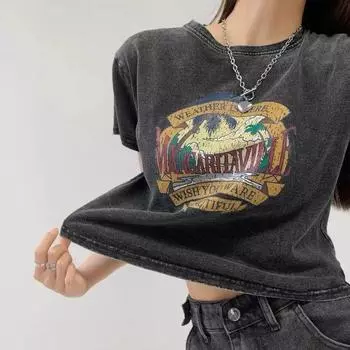 Женские футболки Ретро для девочек Футболки Y2K Спортивная одежда с коротким рукавом Тренировочные спортивные футболки Повседневные модные футболки для девочек Досуг Сексуальные женские футболки S