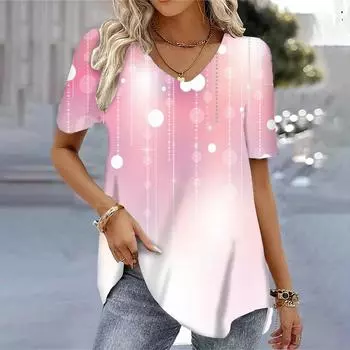 Женские футболки с 3d градиентным принтом, новые летние топы для женщин, модные повседневные женские футболки Harajuku Kawaii, женская одежда, футболки с короткими рукавами S