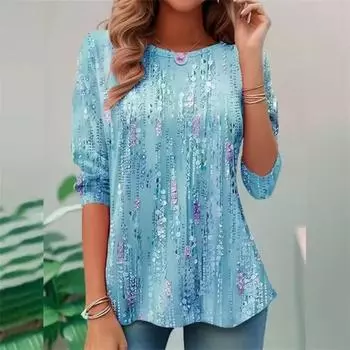 Женские футболки с 3D-печатью, модная повседневная одежда с круглым вырезом, длинный рукав, свободная футболка с принтом, женский топ S