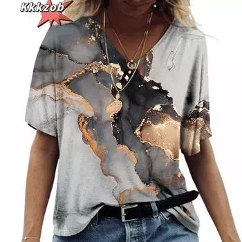 Женские футболки с 3D-принтом и градиентными цветами, модная футболка с коротким рукавом, летняя новая свободная женская винтажная одежда в стиле Харадзюку 2XS