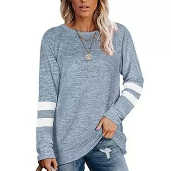 Женские футболки с длинным рукавом и круглым вырезом, топы с длинными рукавами, свободные повседневные осенне-зимние футболки больших размеров S