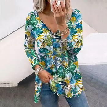 Женские футболки с длинным рукавом и принтом в виде осенних цветочных зеленых листьев, свободные футболки больших размеров с V-образным вырезом, удобные блузки XS розовый
