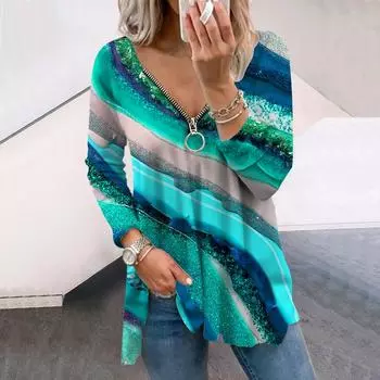 Женские футболки с длинным рукавом и принтом в виде мрамора, свободные футболки больших размеров с V-образным вырезом, удобные блузки XS фиолетовый