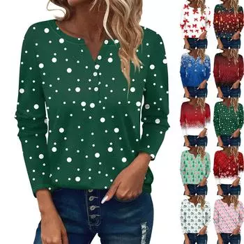 Женские футболки с длинным рукавом и пуговицами, повседневные туники с V-образным вырезом, женские повседневные топы M белый