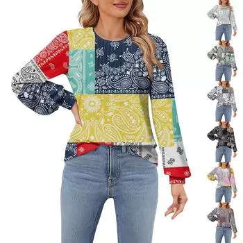 Женские футболки с длинным рукавом, плиссированные, повседневные, с круглым вырезом, топы, блузки XL