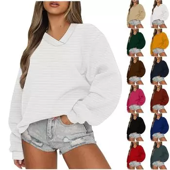 Женские футболки с длинными рукавами, весенняя новинка, женская мода, для отдыха, универсальный дорожный свитер, свитшот с круглым вырезом L армия зеленый