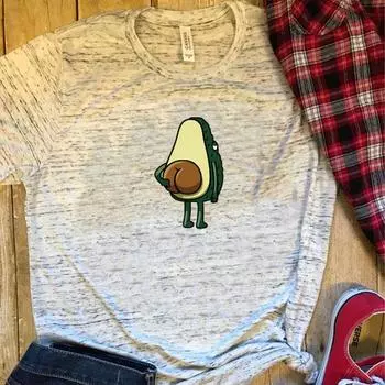Женские футболки с графическим принтом Модные футболки Полиэстер Забавный принт Авокадо Лягушка Футболки с коротким рукавом M белый