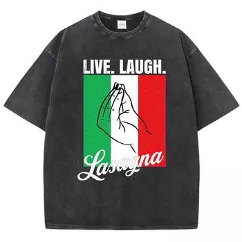 Женские футболки с кислотной стиркой, топы с принтом флага Италии, оверсайз, состаренный хлопок, футболки с коротким рукавом, повседневная женская одежда S
