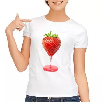 Женские футболки с клубничным 3D-принтом, прекрасная футболка, женская футболка с коротким рукавом и принтом