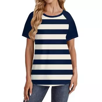 Женские футболки с коротким рукавом, милые туники с круглым вырезом, топы, базовые футболки, блузки, свободный пуловер L синий