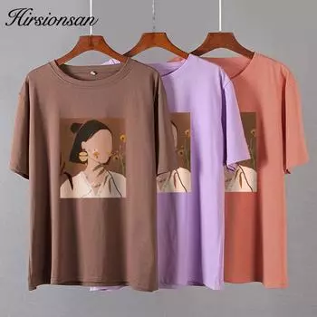 Женские футболки с короткими рукавами Hirsionsan с эстетическим принтом, лето 2021, шикарные модные свободные футболки, повседневные женские топы с готическим графиком M белый