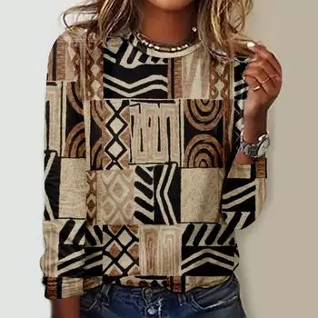 Женские футболки с круглым вырезом и длинными рукавами, женские топы с 3D-принтом S