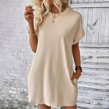 Женские футболки с круглым вырезом, повседневные летние свободные топы с короткими рукавами S чёрный