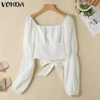 Женские футболки с квадратным вырезом и длинными рукавами VONDA 5XL розовый