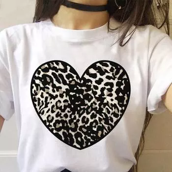 Женские футболки с леопардовым принтом Love, милые модные трендовые футболки с милым принтом, женская одежда с героями мультфильмов, топы, футболки с принтом, женская футболка 4XL