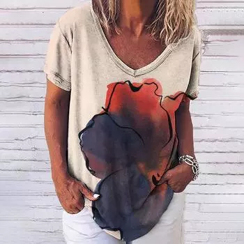 Женские футболки с модными персонажами, футболка с цветочным принтом и 3D-принтом, повседневная футболка Harajuku с коротким рукавом и круглым вырезом, женская одежда больших размеров S