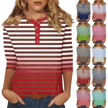 Женские футболки с принтом, блузки, повседневные базовые топы, пуловеры, рубашки с рукавами 3/4 M