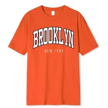 Женские футболки с принтом Brooklyn New York, летние спортивные футболки из 100% хлопка, дышащая свободная одежда, мужская одежда в стиле хип-хоп с круглым вырезом XS