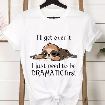 Женские футболки с принтом «Милый ленивец, я преодолею это», забавная футболка с коротким рукавом и круглым вырезом, повседневные летние топы XXS чёрный