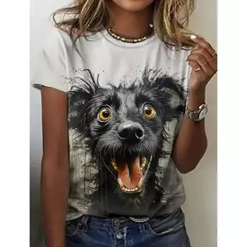 Женские футболки с рисунком животных и мультфильмов, забавные 3D-рисунки, топы Y2K, модные, повседневные, удобные, с коротким рукавом, женская одежда XXS
