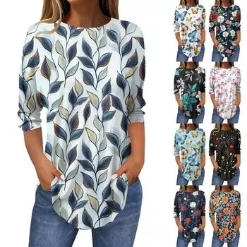 Женские футболки с рукавами 3/4, однотонные пуловеры, летние весенние топы, блузки M