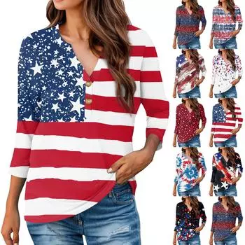 Женские футболки с рукавами 3/4, полосатый лоскутный пуловер, летние весенние топы, блузки L чёрный