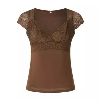 Женские футболки с рукавом 1/4, кружевные, с вырезом в форме сердца, облегающие рубашки, летние модные топы, уличная одежда M