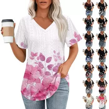 Женские футболки с V-образным вырезом и коротким рукавом, повседневные топы свободного кроя, базовые футболки с закругленным подолом L бежевый