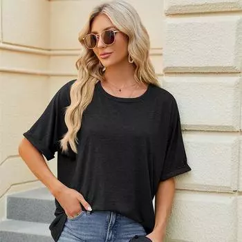 Женские футболки, свободные летние повседневные топы с коротким рукавом и круглым вырезом S белый