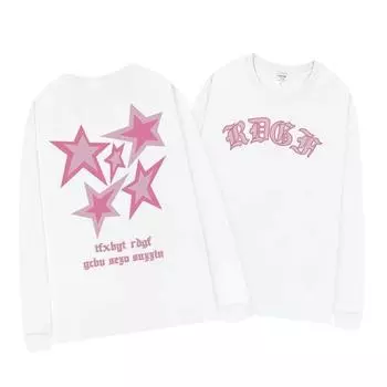 Женские футболки, топы, большие принты со звездами в стиле готики Харадзюку, графическая мода, уличная одежда, унисекс, футболка, эстетика, длинные рукава, одежда 2000 года M
