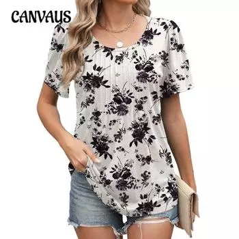 Женские футболки весна-лето новые свободные с круглым вырезом и короткими рукавами в полоску с принтом S