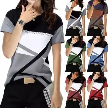 Женские футболки высшего качества весна/лето с круглым вырезом и короткими рукавами, одинаковые по цвету дешевые женские топы, дропшиппинг MYJ16805 8XL