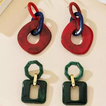 Женские геометрические серьги-цепочки в европейском и американском стиле красный