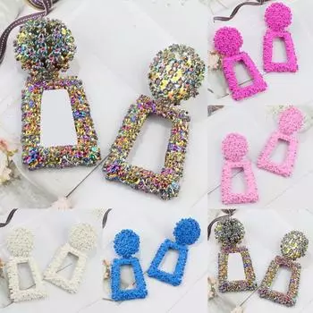 Женские геометрические трапециевидные длинные полые серьги-капли, массивные ювелирные изделия синий